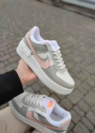 Nike air force 1 shadow grey pink кольорові кросівки найк форс знижка рожеві білі сірі женские разноцветные кроссовки розовые серые белые скидка