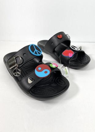 Крокс шлёпки классік чорні crocs classic feel the positivity sandal black