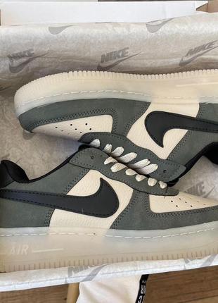 Nike air force 1 beige green жіночі кросівки демі весна осінь кремові беж хакі оливкові зелені женские кроссовки найк бежевые хаки зелёные