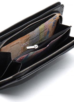 Чорний багатофункціональний чоловічий гаманець з натуральної шкіри st leather st2916 фото