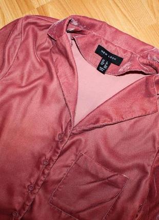 Блуза кофточка сорочка в білизняному стилі / під оксамит / пудрово-бордового кольору, 6/ eu 349 фото