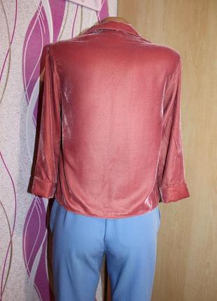 Блуза кофточка сорочка в білизняному стилі / під оксамит / пудрово-бордового кольору, 6/ eu 343 фото