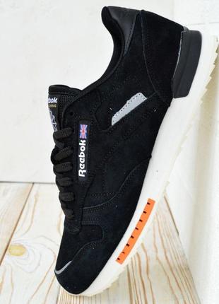 Чорні кроссівки для хлопців reebok classic. стильне чоловіче взуття рібок классік.7 фото