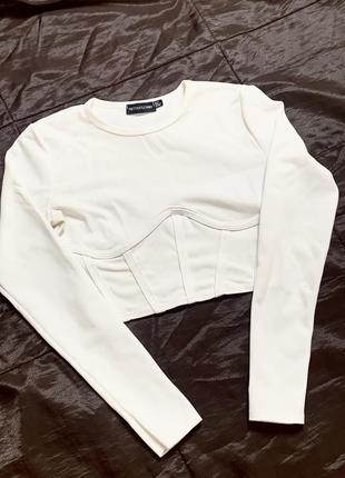 Топ корсет брендовий новий pretty little thing білий светр корсет
