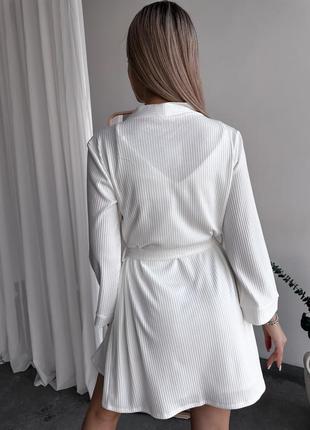 Ночная рубашка + халат из натуральной ткани рубчик (пижама 2ка) белый - s5 фото