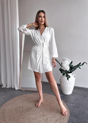 Ночная рубашка + халат из натуральной ткани рубчик (пижама 2ка) белый - s6 фото