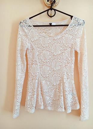 Класна ніжна мереживна ажурна гіпюрова блузка блузка блузочка нюдовая