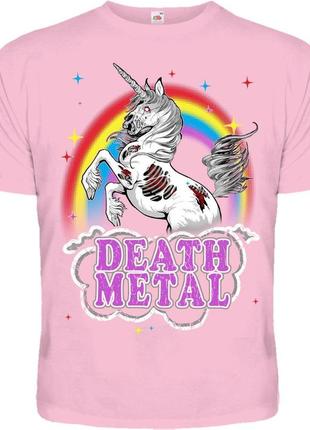 Рожева футболка death metal (unicorn), размер s