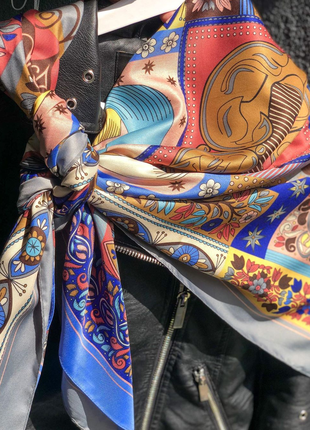 Шикарный большой шелковый платок шарф7 фото