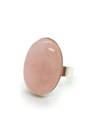 🔺💍💗 овальное кольцо в винтажном стиле натуральный камень розовый кварц