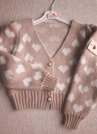 Кофтинка в сердечки для дівчинки