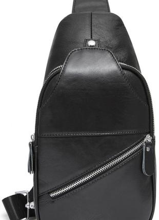 Кожаный черный слинг мужской tiding bag - mk593212 фото