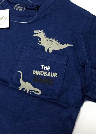 Синяя футболка с динозавром для мальчика 92см,98 см3 фото