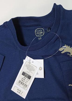 Синяя футболка с динозавром для мальчика 92см,98 см2 фото