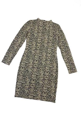 Сукня зміїний принт, з рукавами, трикотажна, міні, весна