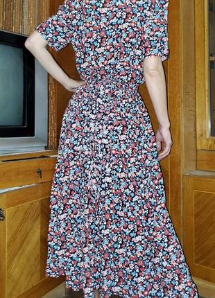 Винтажное платье принт цветы на запах двубортное mondi escada плечи винтаж ретро2 фото