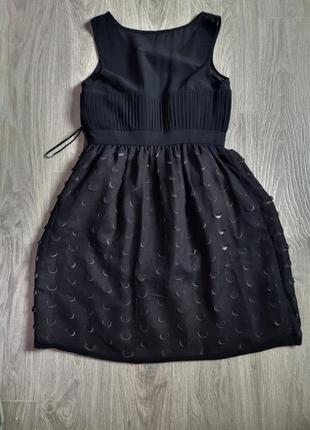 Нова брендова чорна нарядна коротка шифонова сукня next 34 xs  в горох4 фото