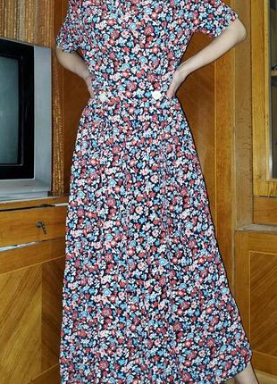 Винтажное платье принт цветы на запах двубортное mondi escada плечи винтаж ретро6 фото