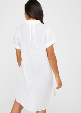 Туника льняная белая со льном рубашка трендовая модная белая accessise пляжная стильная4 фото