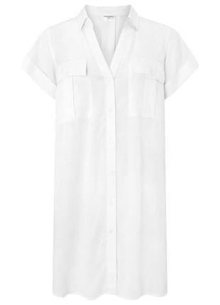 Туника льняная белая со льном рубашка трендовая модная белая accessise пляжная стильная3 фото