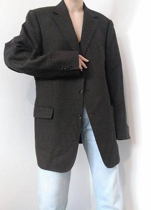 Шерстяний піджак чорний жакет шерсть блейзер клітинка піджак сірий жакет вінтажний піджак10 фото