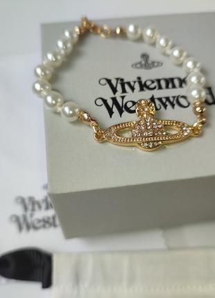 Vivienne westwood браслет овьен вествуд из жемчужин браслет vivienne westwood жемчуг белький серебристый золотой цвет