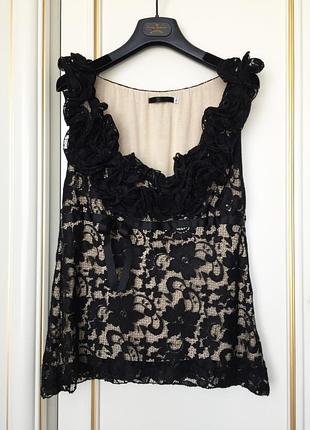 Imperial італія оригінал топ блуза чорне мереживо з контрастним подкладом s/m