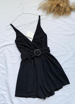 Комбинезон, комбінезон, ромпер, черный, чорний, с поясом, бершка, bershka