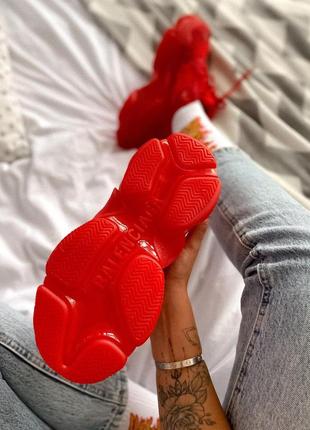 Массивные женские кроссовки красного цвета (36-40)💜10 фото