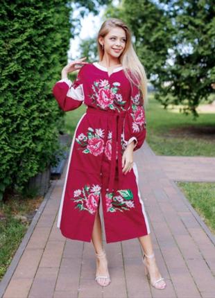 Ексклюзивна дизайнерська вишита
жіноча сукня "роксолана" натуральний льон!