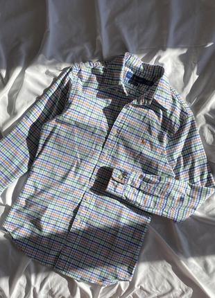 Картата бавовняна чоловіча сорочка у клітинку ralph lauren slim fit stretch oxford