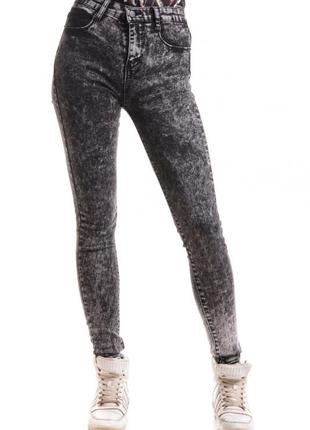30/32 крутые женские джинсы варенки темно серые скины зауженые1 фото