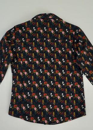 Классическая чёрная рубашка в цветочный принт хлопок hatrwell размер 144 фото