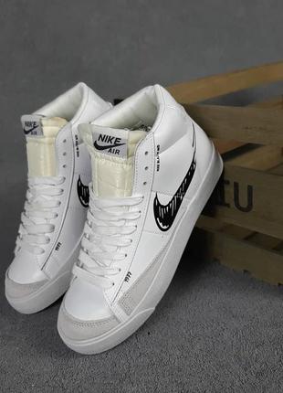 👟 кеди nike blazer mid 77 білі з чорним    / наложка bs👟8 фото