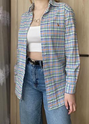 Картата еластична сорочка у клітинку з чоловічого плеча ralph lauren slim fit stretch oxford