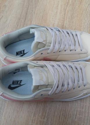 👟 кеди nike blazer low  низькі бежеві рожеві / наложка bs👟5 фото