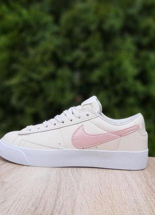 👟 кеди nike blazer low  низькі бежеві рожеві / наложка bs👟8 фото