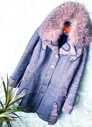 Вінтажне зимовий вовняне пальто з натуральної опушенням в стилі ретро giorgio.2 фото