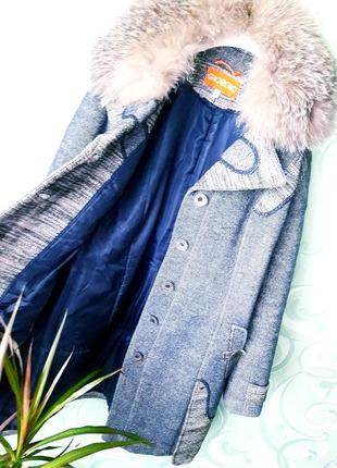 Вінтажне зимовий вовняне пальто з натуральної опушенням в стилі ретро giorgio.5 фото