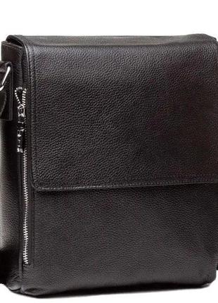Сумка-барсетка чорна із натуральної шкіри tiding bag a525-12178a