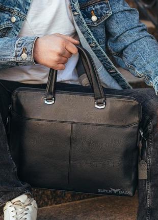 Офисная мужская сумка для ноутбука и документов tiding bag n65149 черная3 фото