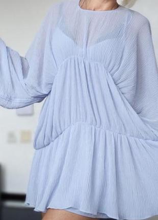 Zara драпірована плесирована сукня шифон з базовою сукнею підкладом6 фото