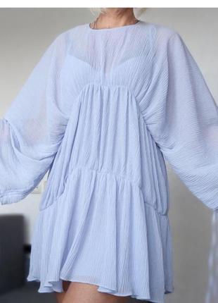 Zara драпірована плесирована сукня шифон з базовою сукнею підкладом7 фото