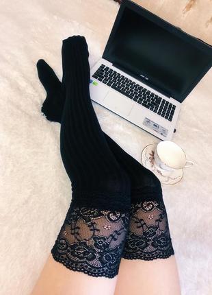 Чулки панчохи шкарпетки високі чорні з кружевом білі трикотажні сірі теплі сексуальні красиві колготи для фотосесії1 фото