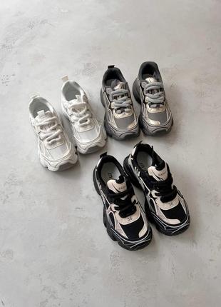 Трендові кросівки, сірий, екошкіра/сітка10 фото