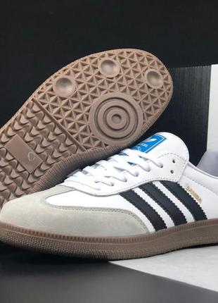 Світлі чоловічі кеди adidas samba/спортивні білі кеди для чоловіків та хлопців