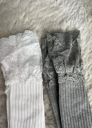 Чулки панчохи шкарпетки високі чорні з кружевом білі трикотажні сірі теплі сексуальні красиві колготи для фотосесії4 фото