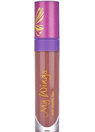 Рідка матова стійка помада для губ glambee my wings star matte lips тон 01 02 1 2 коричнева глембі