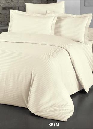 Постільна білизна cotton shine stripe satin 200х220 krem1 фото