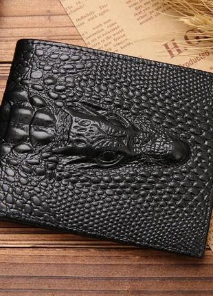 Кошелек, бумажник фирменный с крокодилом. черный